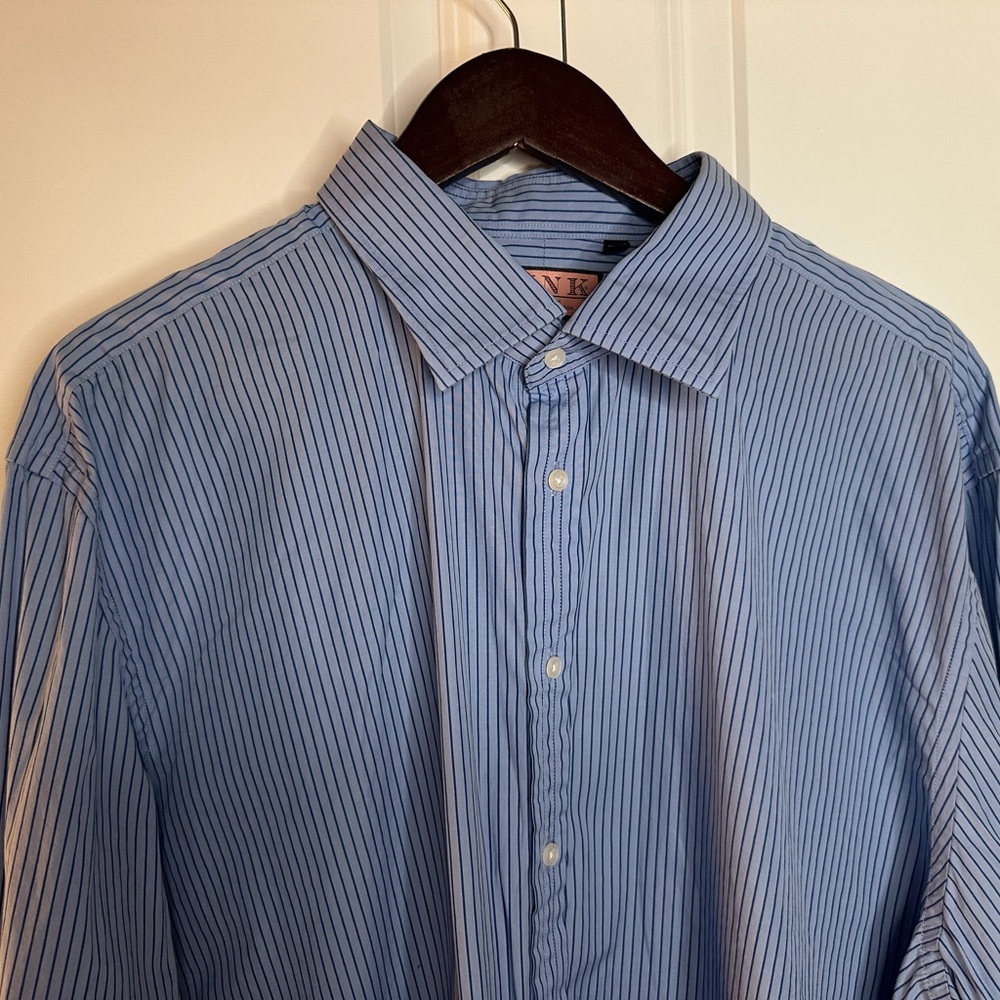 Thomas Pink Classic Blue Pinstripe Dress Shirt